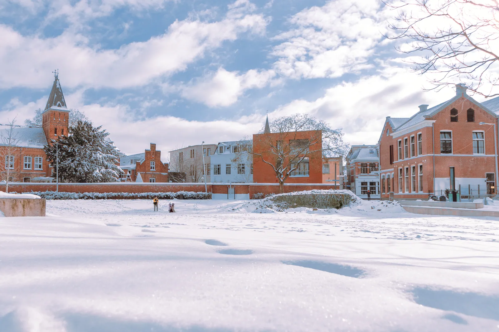 Willem Wilminkplein in Enschede in de winter.