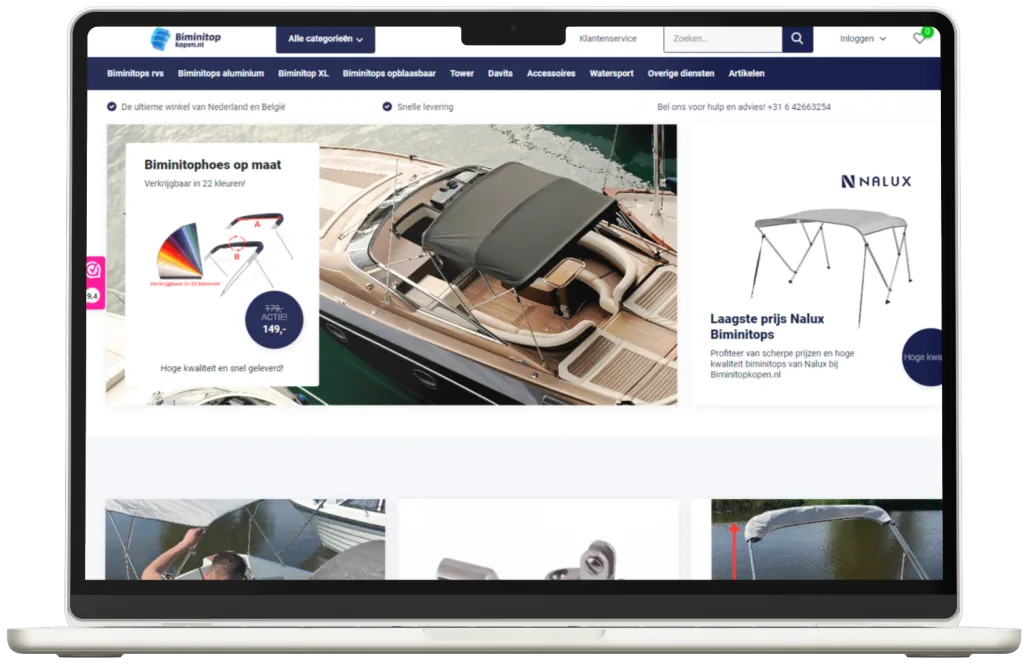 De Lightspeed webshop van Biminitopkopen.nl
