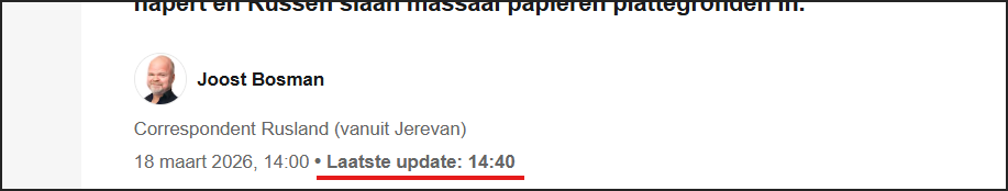 Auteursprofiel van Joost Bosman met vermelding van de datum en tijd van de laatste update.