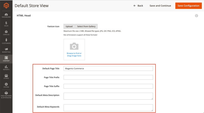 Magento SEO instelling: De metaās van de homepage instellen