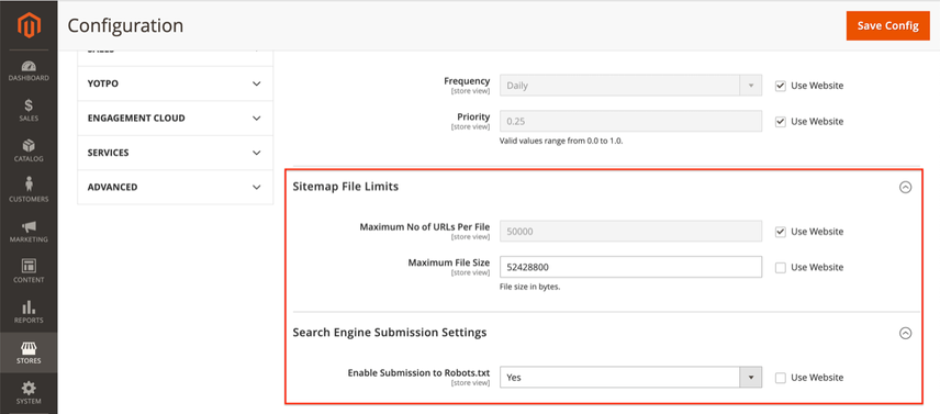 Magento SEO instelling: Limieten en robots.txt